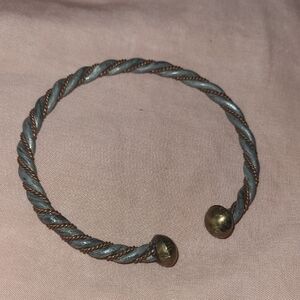 Twisted Rope Open Cuff Bracelet in Blue and Gold